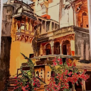Courtyard Blossoms – Vintage Haveli Study